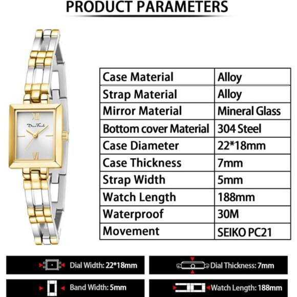 Small Gold Watches for Women Vintage Ladies Quartz Wrist Watches
